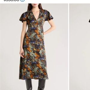 10 Crosby Derek Lam Floral Midi Dress - Black and Blue